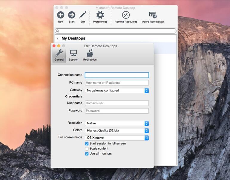 microsoft remote desktop for mac configuration
