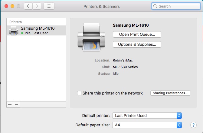 Samsung ml-1610 printer driver for mac download